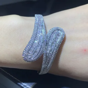 2020 Hot Predaj Šumivých Shinning Luxusné Šperky 925 Sterling Silver Princezná Rez Biela 5A CZ Zirkón Ženy, Svadobné Náramok Darček
