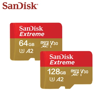 SanDisk Extreme Micro SD Karty U3 V30 A2 Pamäťovú Kartu 64GB 128 gb kapacitou 256 GB TF Karta pre Fotoaparát Drone cartao memoria de Doprava Zadarmo