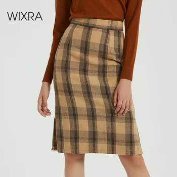 Wixra 2019 Nový Vintage Koberčeky Sukne, Elegantné Vysoký Pás Podkolienok Vlnené Sukne Split Dámy Spodnej Jeseň Zima