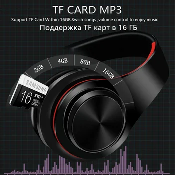 Tourya Slúchadlá bluetooth slúchadlá HIFI Stereo hudobný headset Podpora SD karty, FM S mikrofónom pre mobilné xiao iphone sumsamg MP3