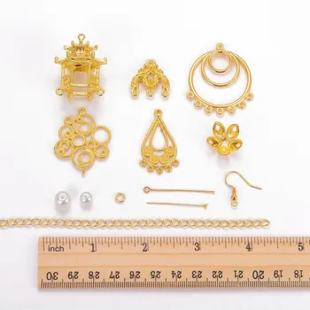 Šperky, Takže Kit DIY Visieť Náušnice so Sklenenou Perlou Korálky Luster Komponenty Korálky Caps & Reťaze Náušnice Háčiky & Skok Krúžok