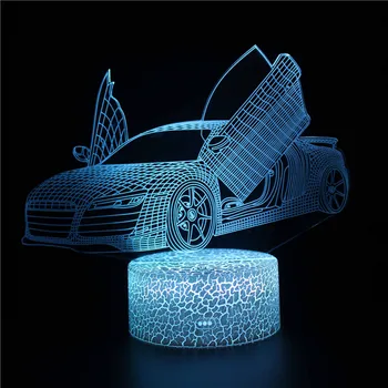 Cool Supra Auto 3D Nočné Svetlo LED 7/16 Zmena Farby LED Deti Nočné Svetlo Beroom Atmosféru stolná Lampa Chlapci Darčeky, Hračky