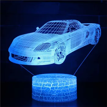 Cool Supra Auto 3D Nočné Svetlo LED 7/16 Zmena Farby LED Deti Nočné Svetlo Beroom Atmosféru stolná Lampa Chlapci Darčeky, Hračky