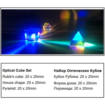 Optika X-cube Nastaviť Prism tri-kus Pyramídy pre Fotografovanie Pohľad na Dúhu, Prism 20x20mm Študent Optické Experiment