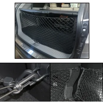 90*30 cm, Zadný Kufor Obálky Náklad Čistý Boot Skladovanie Organizátor Oka + 4 Háčiky vhodné Na Mitsubishi Outlander Sport RVR Asx Pajero