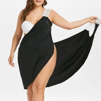 L-5XL Plus Veľkosť Ženy Plážové Šaty Pevné Pláži zakryť Čipky Plaviek Veľké Veľkosti Plaviek Ženy Plážové Oblečenie Sexy Bikiny Zahŕňa