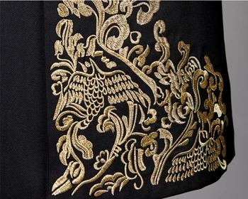 Vlastné Čínsky Štýl Mans Obleky Pre Svadobné Zlato Výšivky Blejzre Prom Hosť Fáze Oblečenie, Kostýmy Dva Kusy Oblek(Sako+Nohavice)