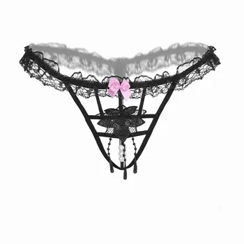 Ženy Sexy G String vyšívané Čipky Otvor Luk strapec lištovanie Tangá Nohavičky Šortky tangas Bielizeň Underwears Spodky 2019
