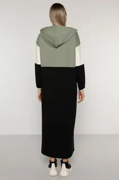 Zimné Ženy Dlhý Rukáv Šaty veľká veľkosť s kapucňou, čierna Bavlna Vzor Hidžáb Moslimského Turecka, Dubaja Lete abaya Bežné Nosenie 2021