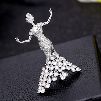 Luxusné Crystal Princess Balerína Brošňa pre Ženy Šperky Elegantné Cubic Zirconia Brošne sako Dekorácie Preklopke Kolíky