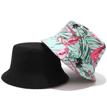 2019 Bavlna Tlač obojstranná nosenie Vedierko Hat Rybár Klobúk vonkajšie cestovné klobúk Slnko Spp Čiapky pre Ženy 05