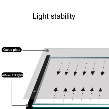 Prenosné A3 LED Light Pad Box Kreslenie Kópiu Rada Vypracovanie Grafického Tabletu Tabuľka Pad Panel Pad Kópiu Doska s Ovládanie Jasu
