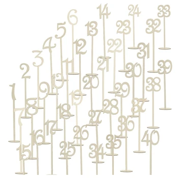 40pcs 1-40 Dreva Tabuľka Čísla s Základňa Držiaka na Svadbu Domov Výročie Svadby, Párty Dekorácie