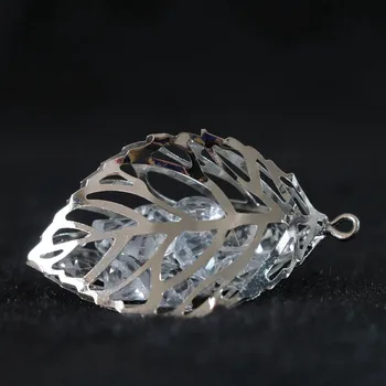 Móda crystal prívesky, strieborná farba/medené/čierna á arc leaf klietky 11x25mm 17x32mm 23x52mm prívesok šperky, 2/ks B887