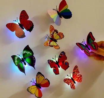 10Pcs Samolepky na Stenu Tvorivé Butterfly Design LED Svetlá Samolepky na Stenu 3D Dom Dekorácie, Domáce Dekorácie