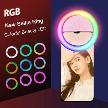 Univerzálny Selfie Krúžok Svetlo RGB Farebné Čítanie Mobilný Telefón Objektív Prenosný Flash Krúžok Farebné LED Svetlo, Krúžok Na Mobil Live