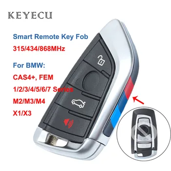 Keyecu Black Náhradné Diaľkové príveskom, 4 Tlačidlo 315/433/868MHz pre BMW 1 2 3 4 5 6 7 Série X1 X3 F Šasi CAS4+ FEM 2011-2017