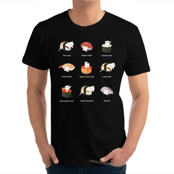 Roztomilý Sushi Mačka Zábavné Japonské Anime Hip Hop Mládež Topy Tees Bežné Geek Tričká Bavlna Zábavné Tee Tričko Drop Shipping