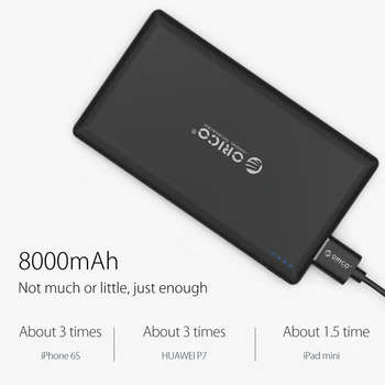 ORICO 8000mAh Supwer Slim Power Bank Tenký USB Externá Nabíjačka Batérií Pre Smartphone Teblet Malé Powerbank