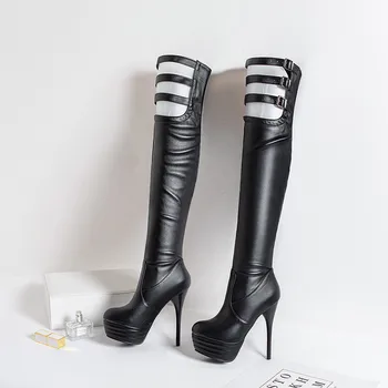 MORAZORA 2020 veľká veľkosť 46 stehna vysoká nad kolená, topánky ženy kolo prst tenké vysoké platformy topánky sexy gladiator topánky žena