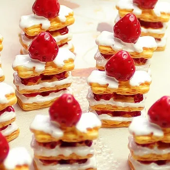 Tanduzi 100ks Veľkoobchod Mille-feuille Umelé Tortu Simulácia Potravín Živice Strawberry Koláče DIY Domáce Dekorácie Živice Remeslá
