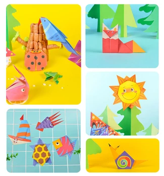 54 KS Cartoon Zvierat Origami Deti Ručné DIY Craft Papier Troch-dimenzionální Ručný Papier