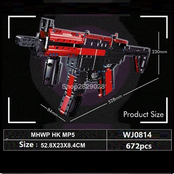 676pcs MP5 Samopal Vojenské Model Stavebné Bloky Pre Techniku, Mestská Polícia Swat Hračky pre Chlapcov Stavebné Bloky Hračka Zbraň