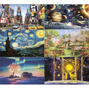 Jigsaw Puzzle 1000 Kusov Drevených Mini Puzzle Scenérie Obrázok Čas Námestie Krajiny Puzzle pre Dospelých, Deti, Vzdelávacie Hračky
