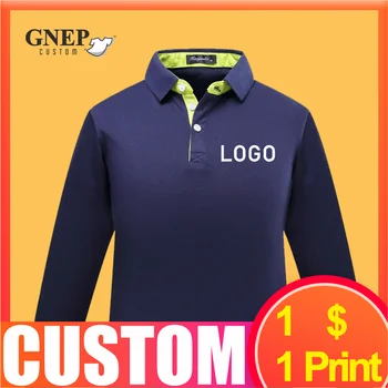 Pánske s Dlhým Rukávom Polo Shirts Vlastné Jeseň Teplé Klesnutie Tričko Módne Topy Pohodlné Vyšívané Logo GNEP2020 Nové