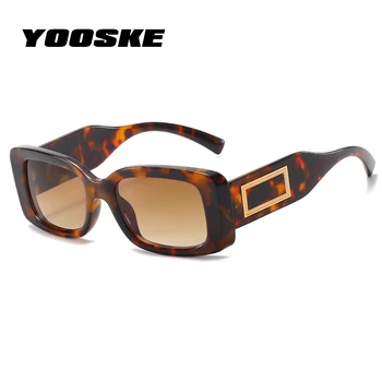 YOOSKE Leopard Retro slnečné Okuliare Ženy Značky Retro Hrubý Obdĺžnik Gradient Slnečné Okuliare Mužov Malé Okuliare UV400