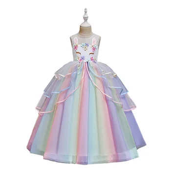 2020 Dievčatá Jednorožec Odkalovacích Tlač Rainbow Tutu Šaty Pre Dievčatá Karneval Narodeninovej Party Kostým Deti Oblečenie