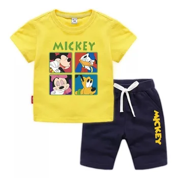 Letné Karikatúra Disney Mickey Minnie Mouse Deti Oblečenie Nastaviť Deti T Košele, Nohavice Chlapci Dievčatá Oblečenie Oblečenie, Bežné Športové Odevy