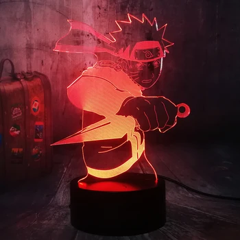 Naruto Cool 3D LED Nočné Svetlo Japonské Anime Uzumaki Naruto s Dýkou Deti Vianočné svietidlá Spálňa Decor Vianočné Dieťa, Hračky