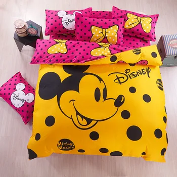 Disney Mickey mouse posteľná bielizeň Nastaviť Perinu obliečka na vankúš Minnie mickey cartoon Deti, prístelky nastaviť bytový textil Disney