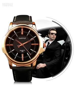 YAZOLE Značky Luxusné Slávni muži hodinky Módne Šaty na voľný čas Quartz Hodinky Business kožené hodinky Muž Hodiny Relogio Masculino