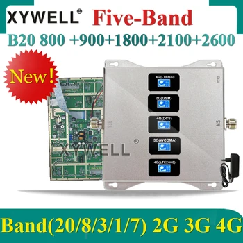 Päť-Band B20 800 900 1800 2100 2600 Mobil Celulárnej Boosetr Štyri-Band GSM Repeater 2G, 3G, 4G Celulárnej Zosilňovač LTE SIEŤACH DCS