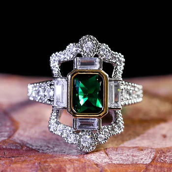 Európa a Amerika dámske luxusné zelená farba cubic zirconia krúžok nádherné korunu kráľovnej šperky narodeniny / tanec A5M226