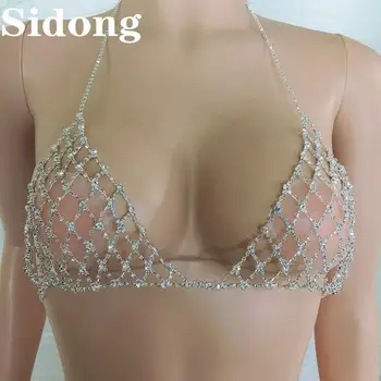 Módne jednoduché duté z Drahokamu telo reťaz sada nádherné sexy ženy, crystal Bikiny Podprsenky a T-String telo šperky accessorie
