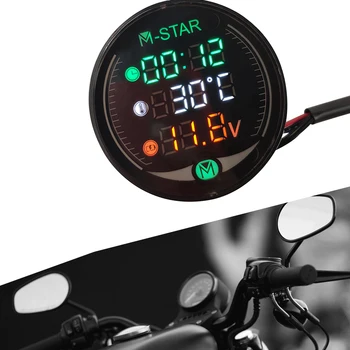 Pre Suzuki BURGMAN 400 HAYABUSA GSXR1300 B-KING Motocykel Voltmeter Času Teploty LED 3-v-1 LED Digitálny Merač Napätia