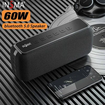 INSMA S600 60W Bezdrôtové Bluetooth Reproduktor IPX5 Nepremokavé TWS 15H Hracieho Času Hlasový Asistent Extra Bass Subwoofer Reproduktor