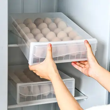 Jednovrstvové 30 Grid Vajcia Úložný Stojan Transparentné Anti-kolízie S Vekom A Zásuvky Stohovateľné Kuchyňa Chladnička Úložný Box
