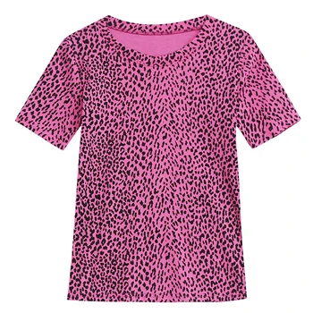 Móda Leopard Tlač Pulóver Tričko 2019 Nové Letné Ženy O-Neck Tričko Krátky Rukáv Top Tričká Oblečenie Camiseta Mujer T95011