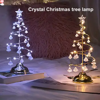 LED Vianočný Stromček, stolná Lampa Moderného Crystal Stôl Dekor Svetlo Spálne, Obývacia Izba Vianočný Darček Tabuľka Svetlá Batérie