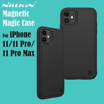 Nillkin Magic puzdro pre iPhone 11 11 Pro Max Zadný Kryt Auto Bezdrôtové Nabíjanie PU Kožené Magnetický Držiak Krytu pre iPhone 11 Pro