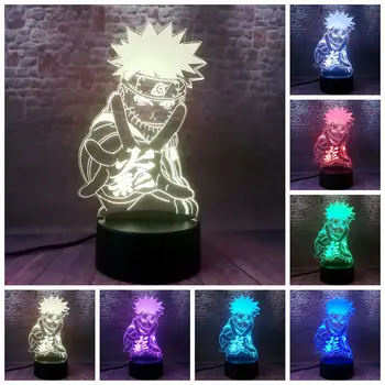 3D Ilúziu LED Nočného Farebné Dotyk Bleskové Svetlo, písací Stôl Dekor Japonsko, Manga Model Naruto Anime Obrázok Svetlo-až Hračky