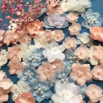 Multicolor Korálkové Kvet Šiť Na čipky Patch pre svadobné šperky, doplnky, oblečenie, dekorácie DIY 3D nášivka