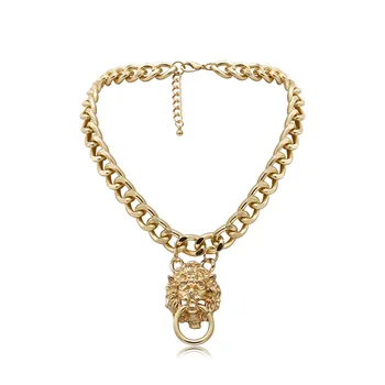 Punk Miami Kubánskeho náhrdelník Steampunk pánske šperky hip hop lev hlavu zlatým náhrdelníkom, dámske šperky party2020