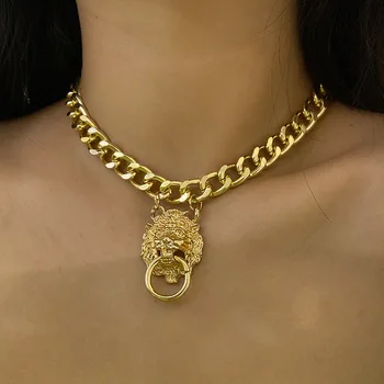 Punk Miami Kubánskeho náhrdelník Steampunk pánske šperky hip hop lev hlavu zlatým náhrdelníkom, dámske šperky party2020
