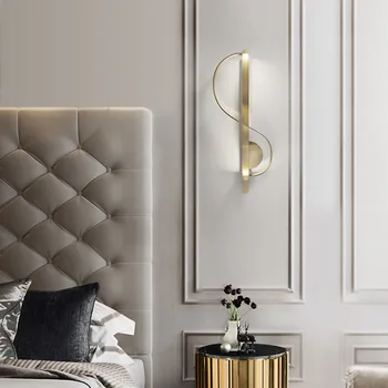 Americký Moderné S-tvarované Zlato Kreatívne Nástenné Svietidlá Led Nástenné svietidlo Luxusné Obývacej Izby, Spálne, Chodby, Art Designer Dekor Zariadenia