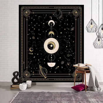 Astrológia Sun Moon Tarot Gobelín Stene Visí Dávnych Čiar Dodávky Izba Decor Art Tretie Psychedelic Gobelín Textílie